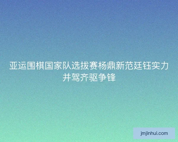 亚运围棋国家队选拔赛杨鼎新范廷钰实力并驾齐驱争锋